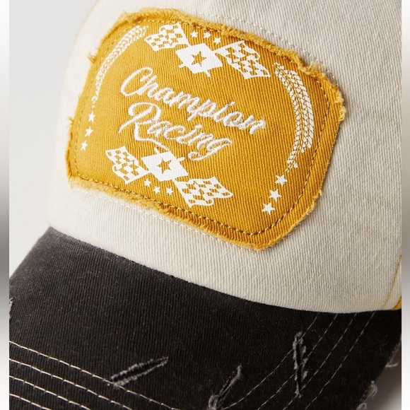 NWT Free People Moto Racing Baseball Cap in Mustard Combo main image 4